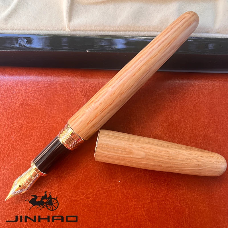 1 PCS JINHAO 9036 Vintage Natural Wood Medium Nib Handmade Fountain Ink Pen