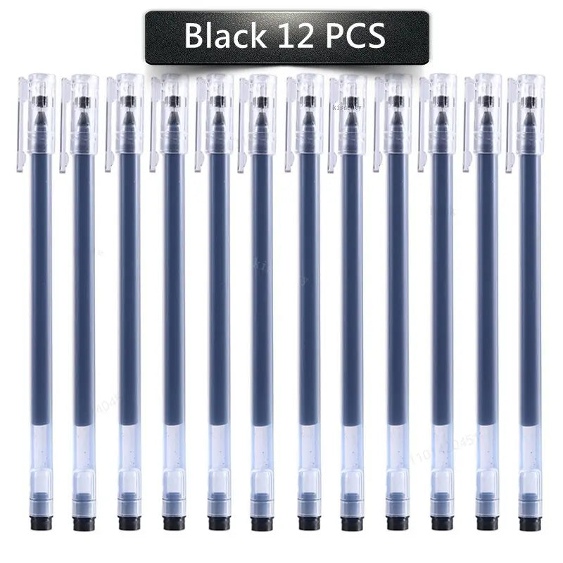 12 PCS Large capacity 0.5mm Gel pens no refill Stationery Smooth writing Fast dry ballpoint pen for school&office Supplies