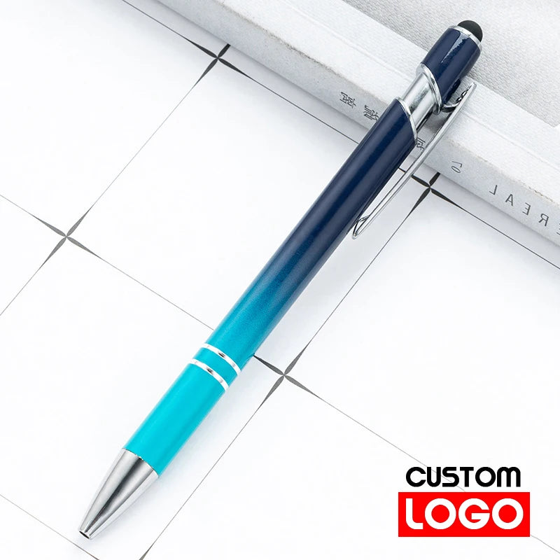 10-200Pcs Gradient Metal Ballpoint Pens Custom Logo Touch Screen Pen Office School Advertising Pen Name Text Laser Engraving