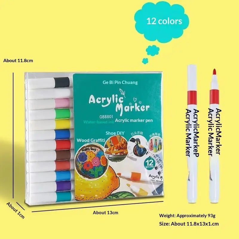 Acrylic Paint Markers 24 Colors Waterproof Smudge Resistant for Pottery Painting Handmade DIY Art Project