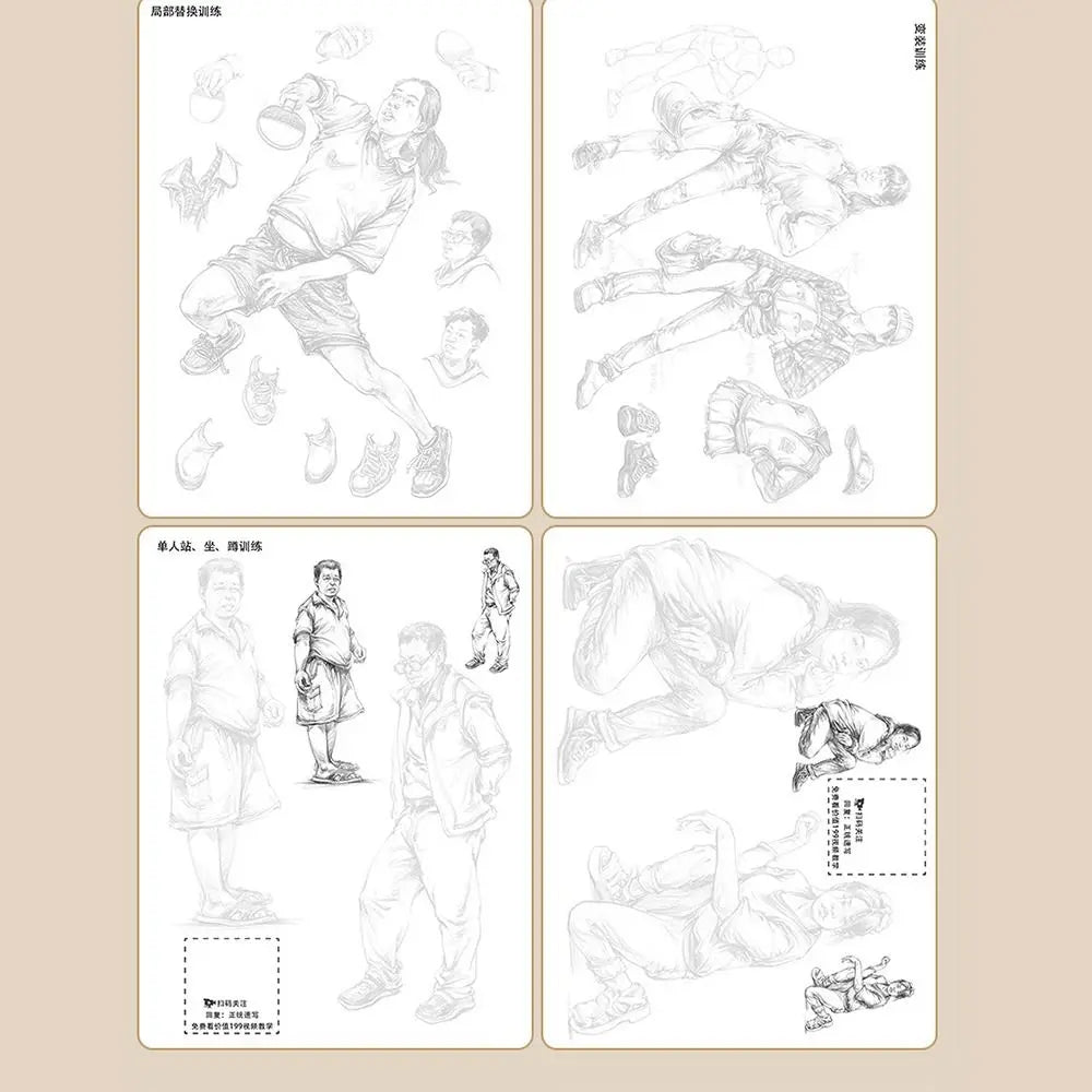 Hand Drawn Hand Painted Tutorial Book Sketching Practicing Line Draft Practice Book Studying Characters Tracing Sketch Book