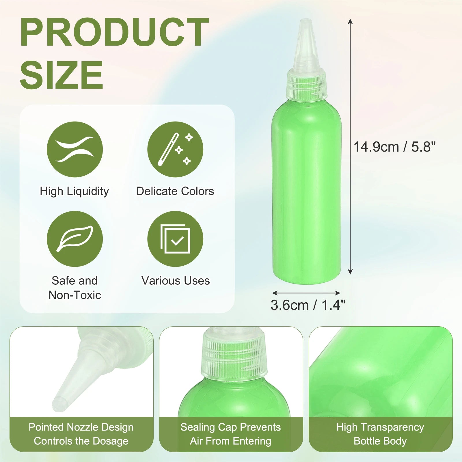 Acrylic Ink 100ml/3.4oz High Flow Fast Drying Professional Colors Acrylic Paint Ink for Painting Canvas Wood Rocks Craft Drawing