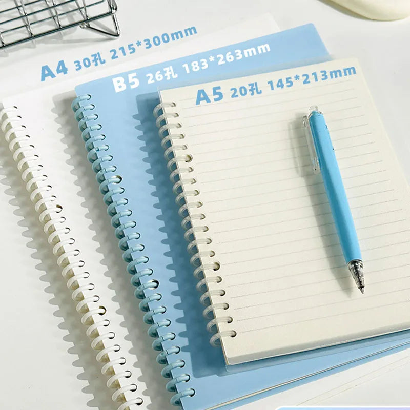 Macaron Loose Leaf Notebook 60 Sheets Detachable Coil Binder A4/A5/B5 Replaceable Journal for School