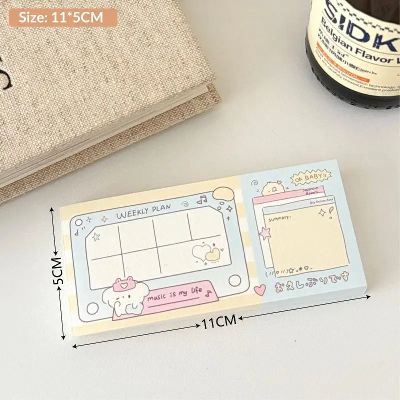 Memo Pad Notebook 100 Sheets Non Adhesive Cute Handwritten Notes for Meeting School Exam Preparation