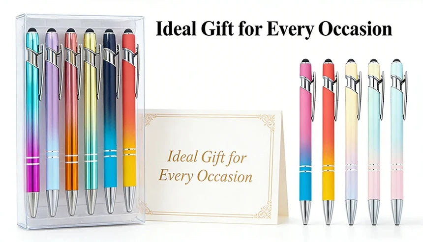 10-200Pcs Gradient Metal Ballpoint Pens Custom Logo Touch Screen Pen Office School Advertising Pen Name Text Laser Engraving