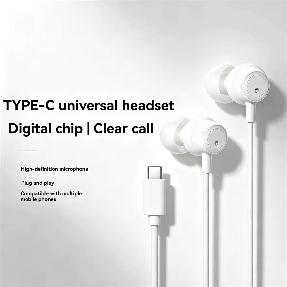 696 Portable Wired In Ear Headphones HD Calling Earphones Clear Sound Quality Music Playing TYPE-C Universal Headset