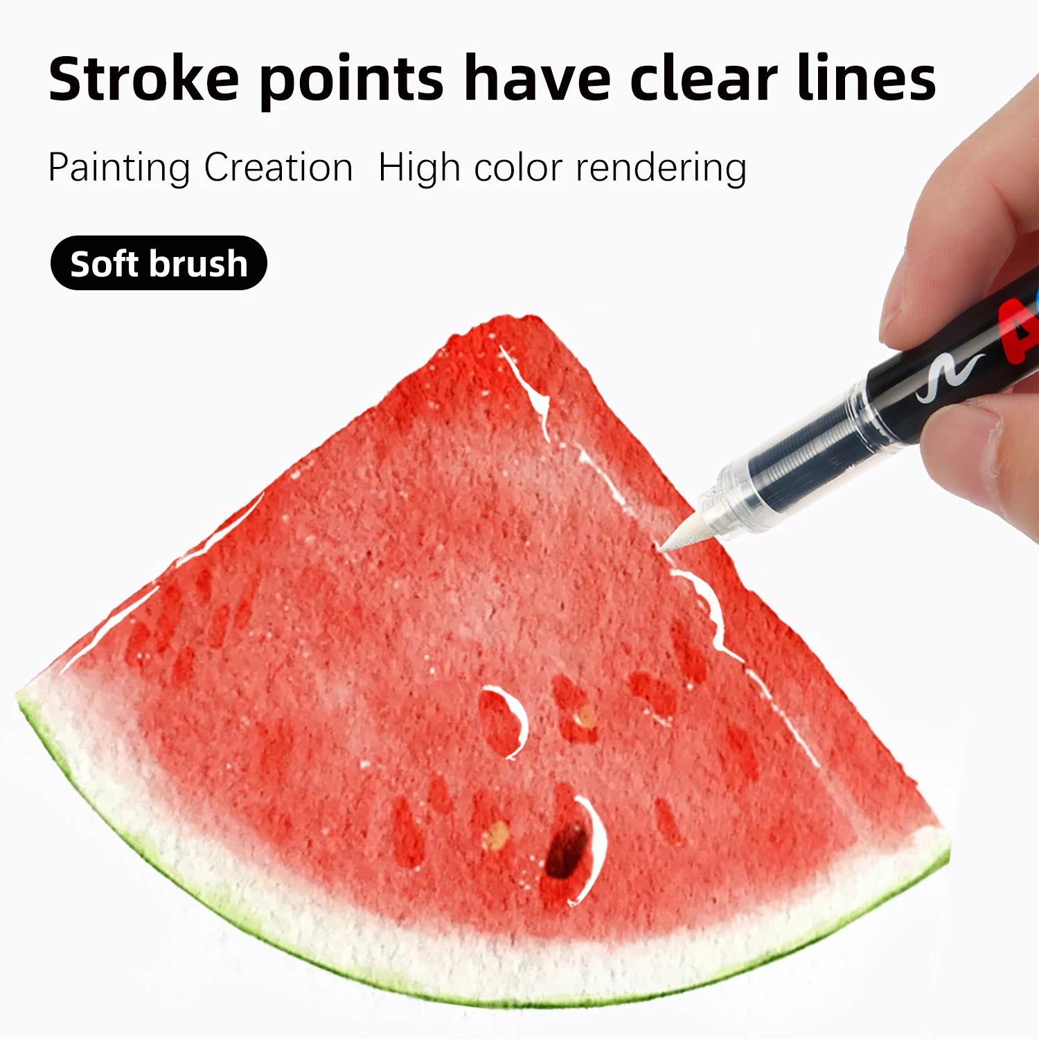 Acrylic Paint Markers Brush Tip, 12 pcs soft tip black & white acrylic marker with Direct-Liquid Ink Control System, Canvas, etc