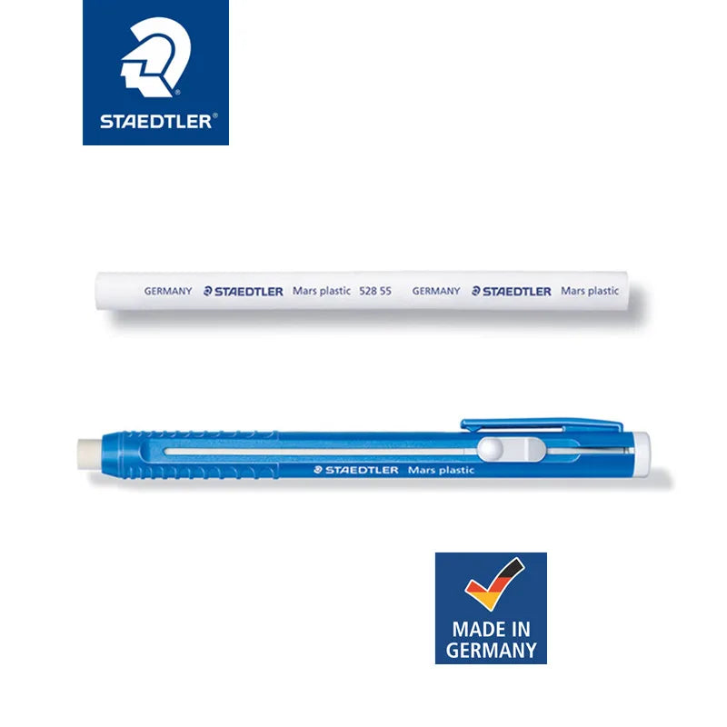STAEDTLER Mars Plastic Eraser Pen with Refillable Holder,Smudge-Free & Tear-Free Precision, Retractable Design with Clip, Blue