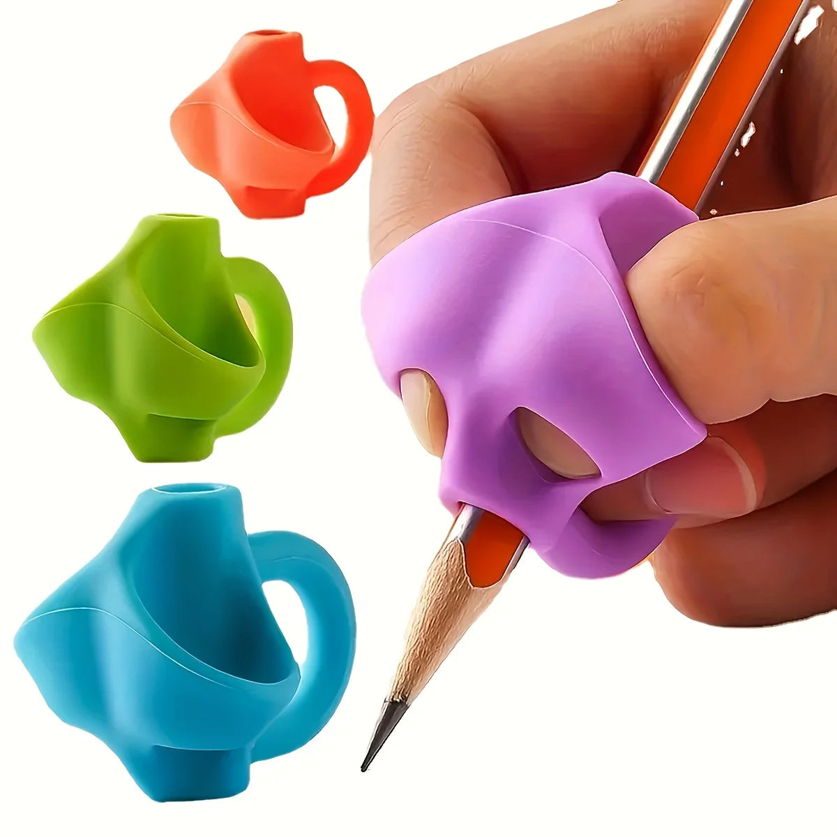 Silicone 3 Finger Grip Silicone Pencil Grips Three Fingers Fixed Handwriting Posture Correction Grip Trainer Kids Pencil Holder