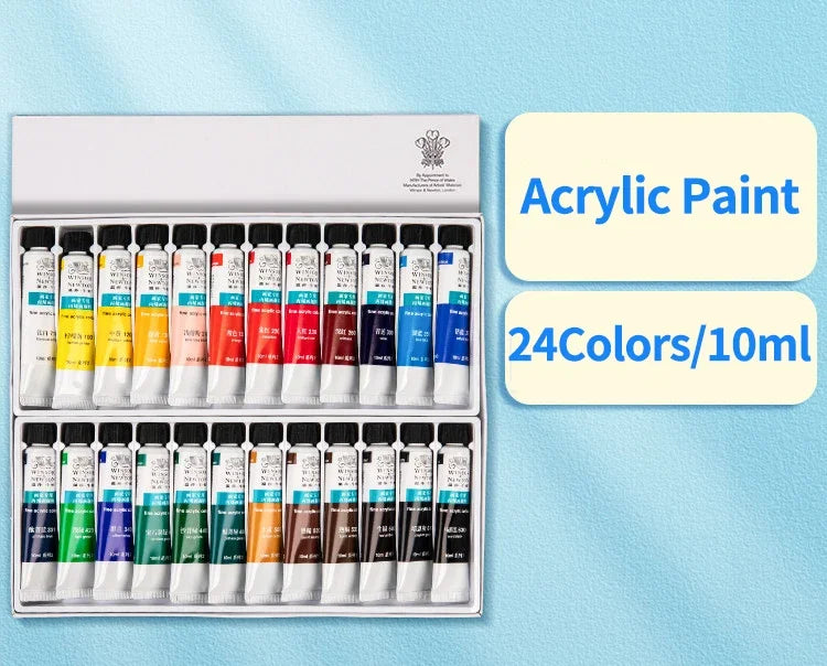 WINSOR&NEWTON Acrylic Paint Set 12/36 Colors Craft Paint for Fabric/Clothing/Nail/Canvas/Rock Painting Drawing Set Art Supplies