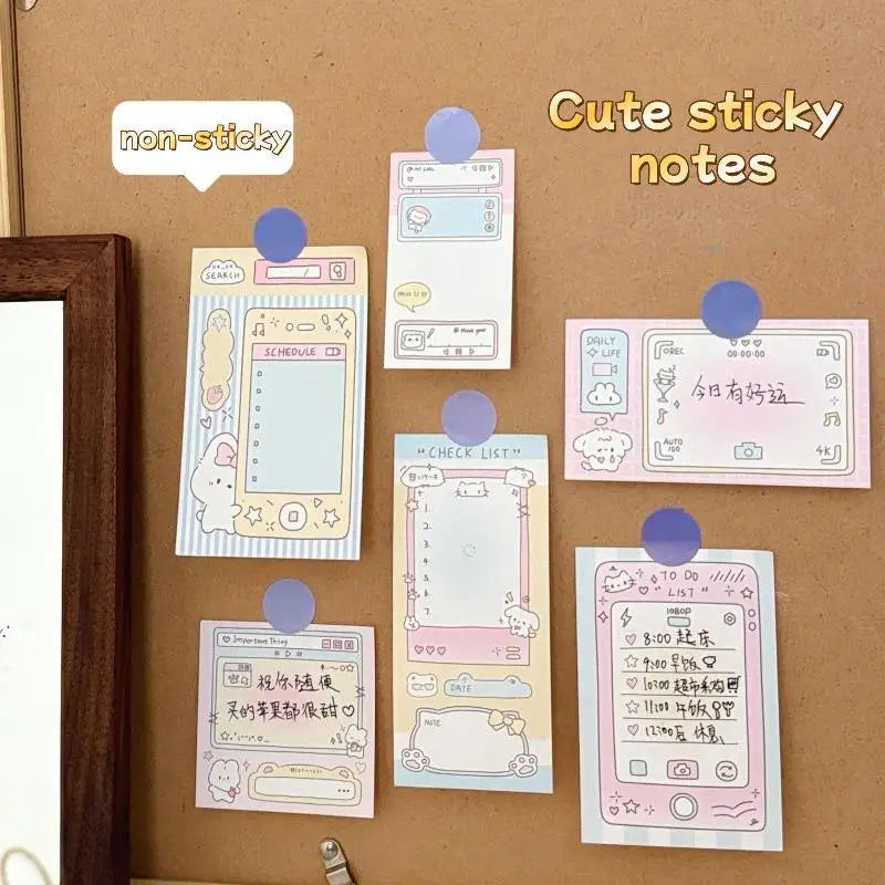Memo Pad Notebook 100 Sheets Non Adhesive Cute Handwritten Notes for Meeting School Exam Preparation