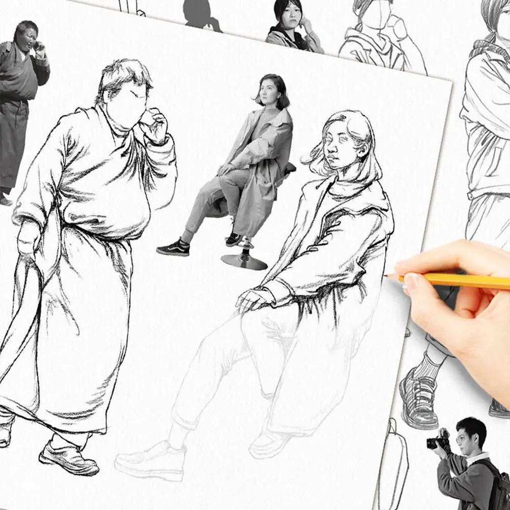 Hand Drawn Hand Painted Tutorial Book Sketching Practicing Line Draft Practice Book Studying Characters Tracing Sketch Book