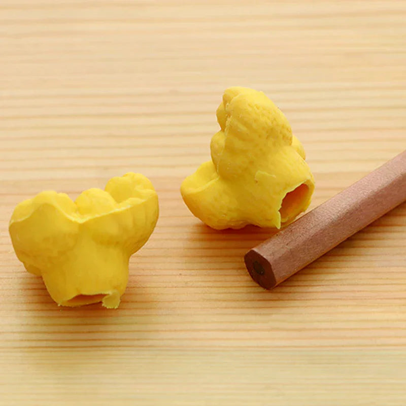 12pcs/box Cute Popcorn Shape Erasers Cute Stationery Pencil Rubbers Eraser Wipe Clean Without Leaving Marks Stationery