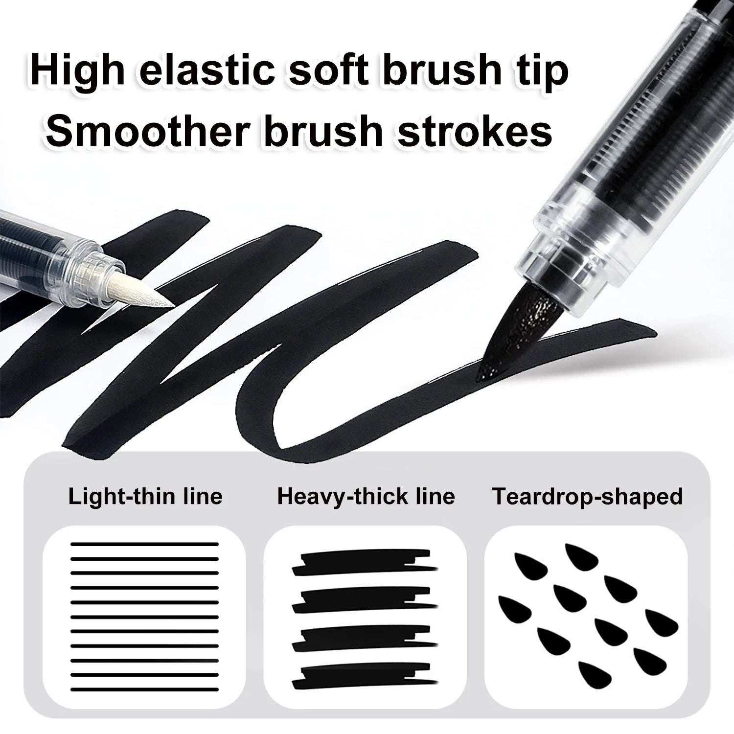 Acrylic Paint Markers Brush Tip, 12 pcs soft tip black & white acrylic marker with Direct-Liquid Ink Control System, Canvas, etc