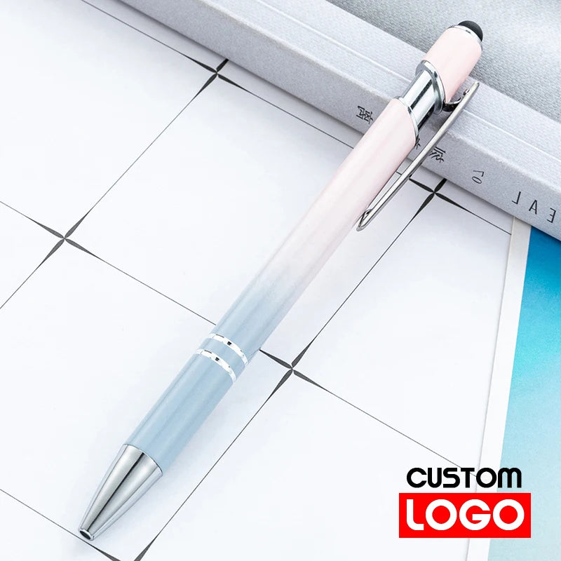 10-200Pcs Gradient Metal Ballpoint Pens Custom Logo Touch Screen Pen Office School Advertising Pen Name Text Laser Engraving
