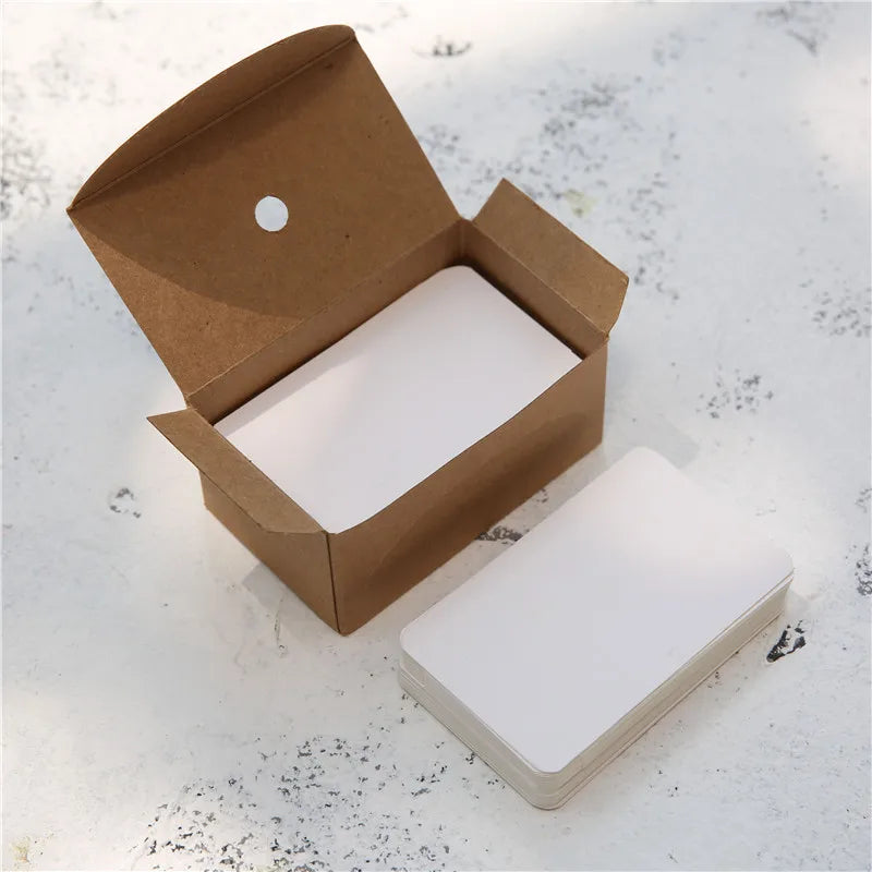 1pack （100pcs）Blank cardstock handwritten English words white hard cardstock small message portable memory card