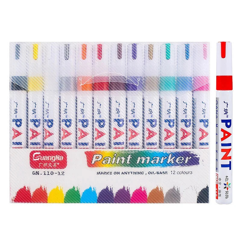 GN 6/12 Pcs Paint Pen Metal Paint Pen Waterproof Colorful Oil-based Markers Industrial Marking Painting Graffiti Paint Oil Pen