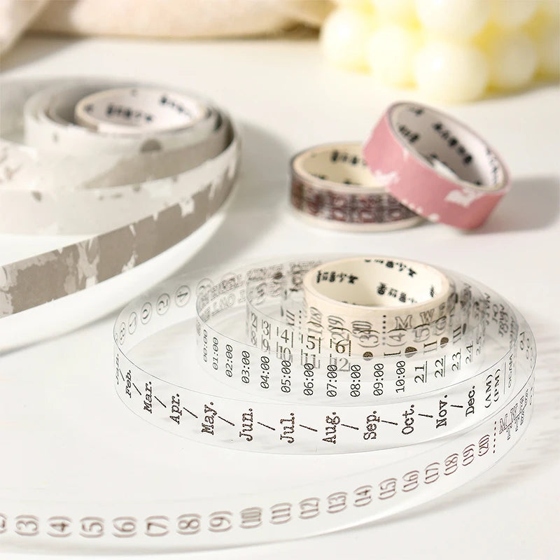 Journal GO 1.2x200cm Time Can Be Traced Tape Weekly Date Plan Tape Timeline Masking Tapes Planning Tape Scrapbooking Sticker