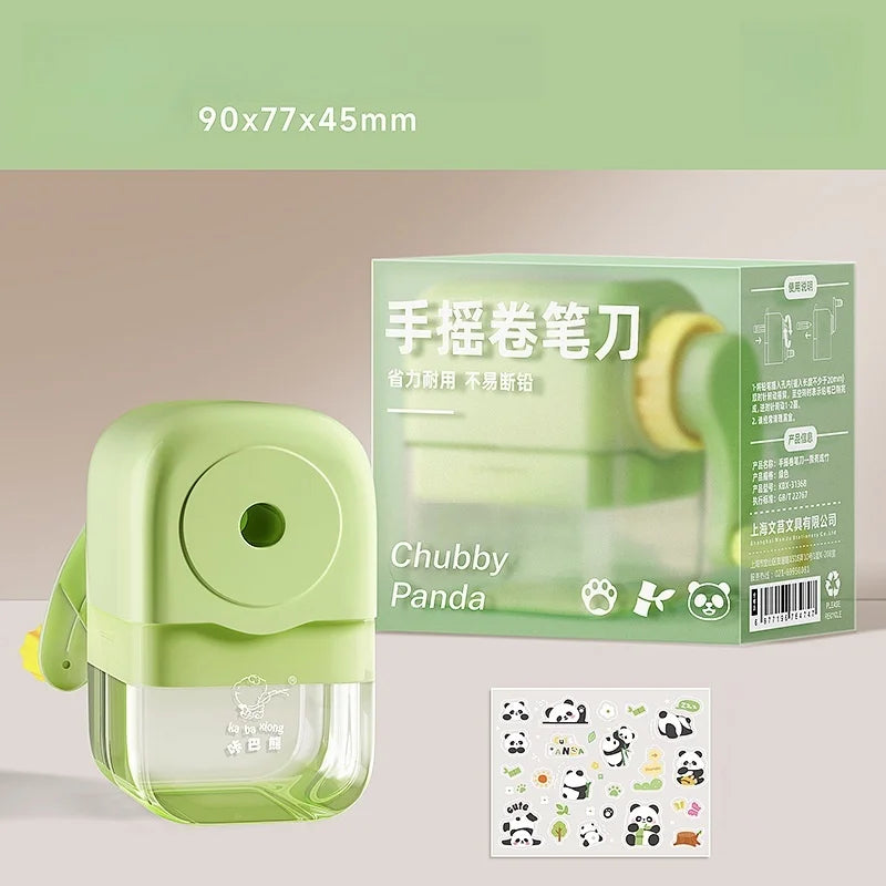 Hand cranked pencil sharpener allows students to sharpen various pencil shapes. Comes with stickers for DIY study supplies