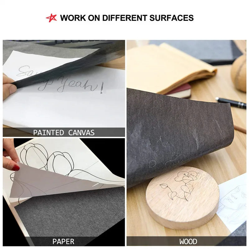 100pcs A4 Carbon Paper Paintings Tracing Copy Carbon Paper DIY Transfer Tracing Painting Sheets Black Blue School Tools