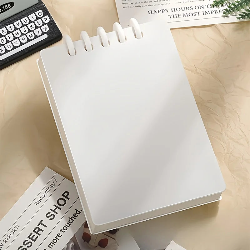 4pcs A7 loose leaf notebooks, 80 pages per book, Thick Inner Pages, Hot Stamping Buckle, black, white
