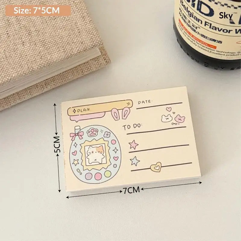 Memo Pad Notebook 100 Sheets Non Adhesive Cute Handwritten Notes for Meeting School Exam Preparation