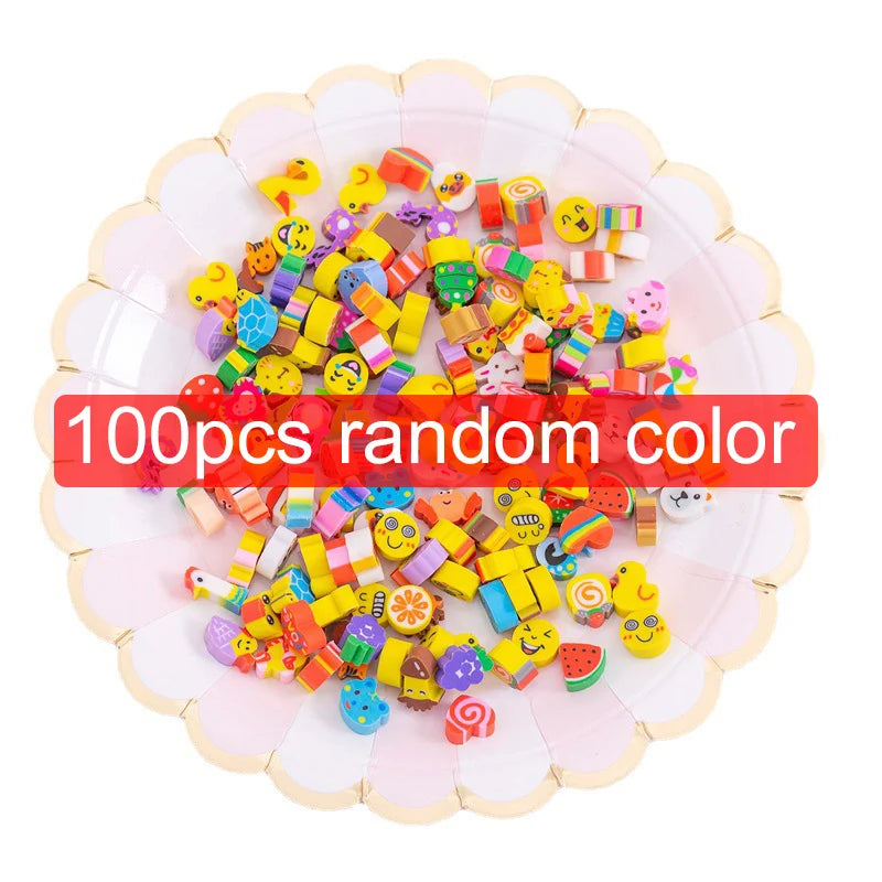 Assorted Random Mini Erasers 20~200PCS – Cute Novelty Rubber Collectibles for Office Desk Party Favors & Stationery Bulk Lot TMZ