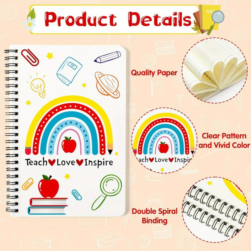 2 Pcs A5 Teacher Spiral Notebooks, Teacher Appreciation Notebooks, Hardcover Journals, Writing Notebooks, School Office Supplies