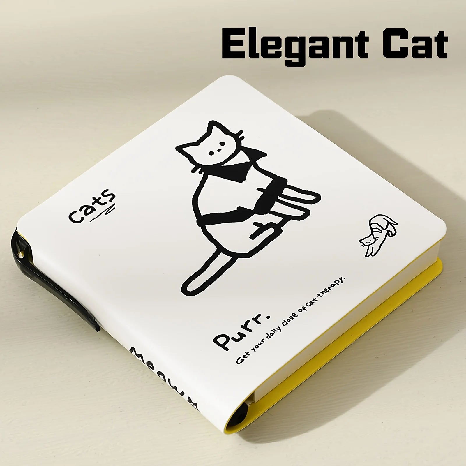 Cartoon Cat Notebook Paper Cover 224 Pages Notebook Print Pen Holder Travel Portable Office School Stationery Daily Memo Gift