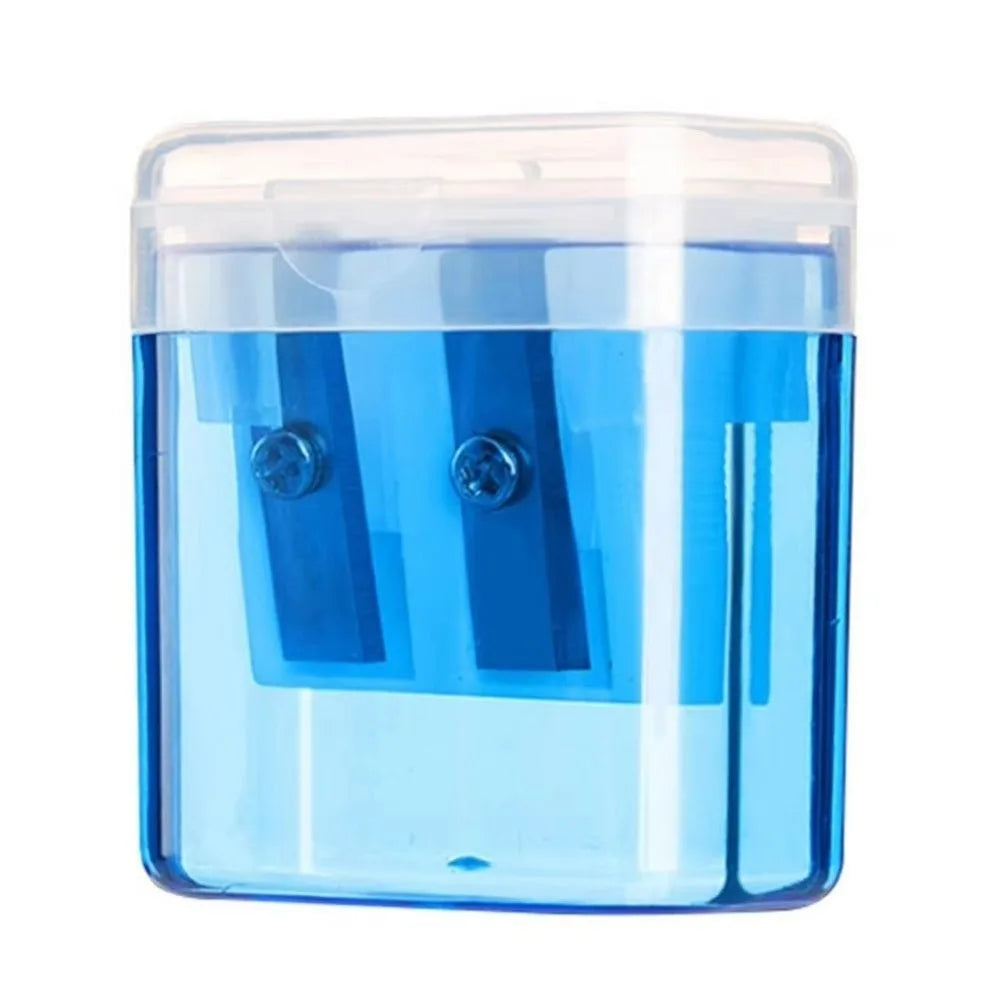High Quality Dual Holes Pencil Sharpeners With Lid Plastic Pen Sharpener Handheld Pencil Sharpening Tool School Office Supplies