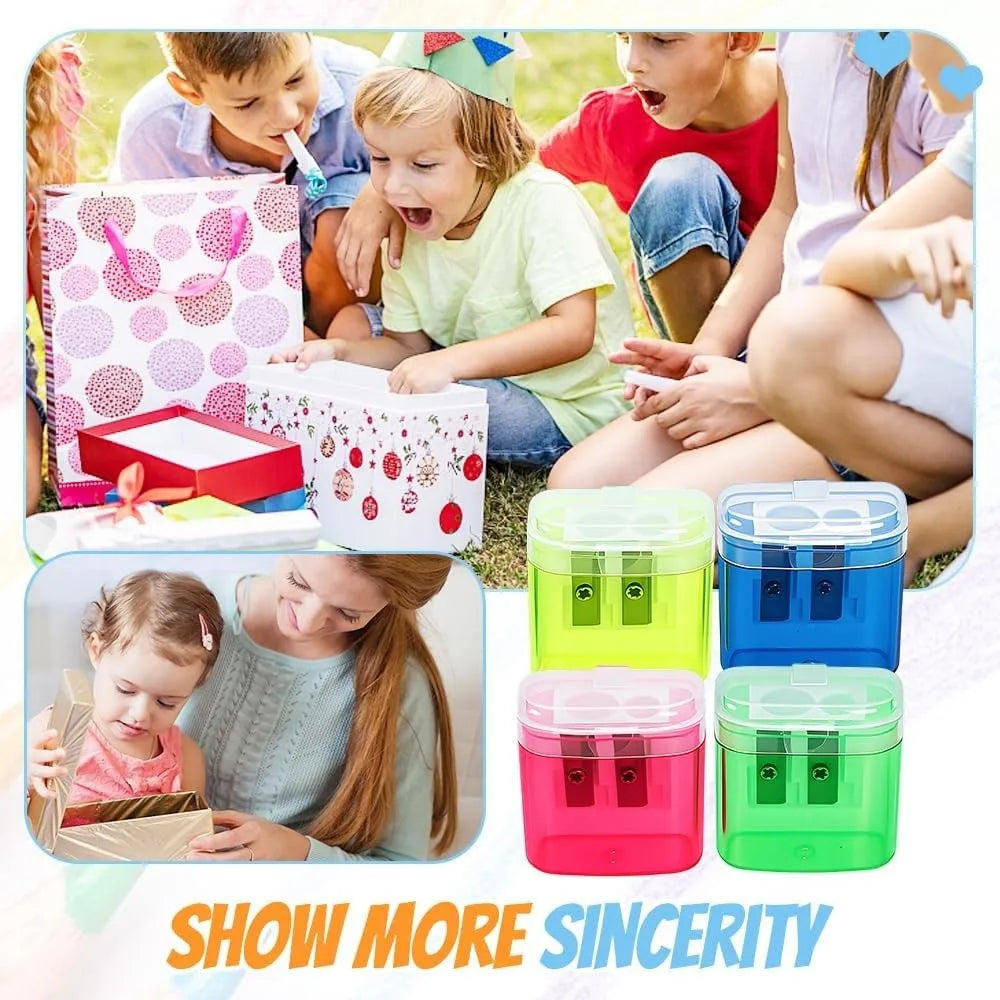 High Quality Dual Holes Pencil Sharpeners With Lid Plastic Pen Sharpener Handheld Pencil Sharpening Tool School Office Supplies