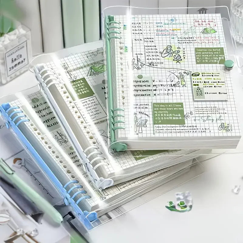 240 Pages Diary A5 Transparent Soft Cover Loose Leaf Checkered Book School Notebooks Notebook Notepad Writing Pads Office