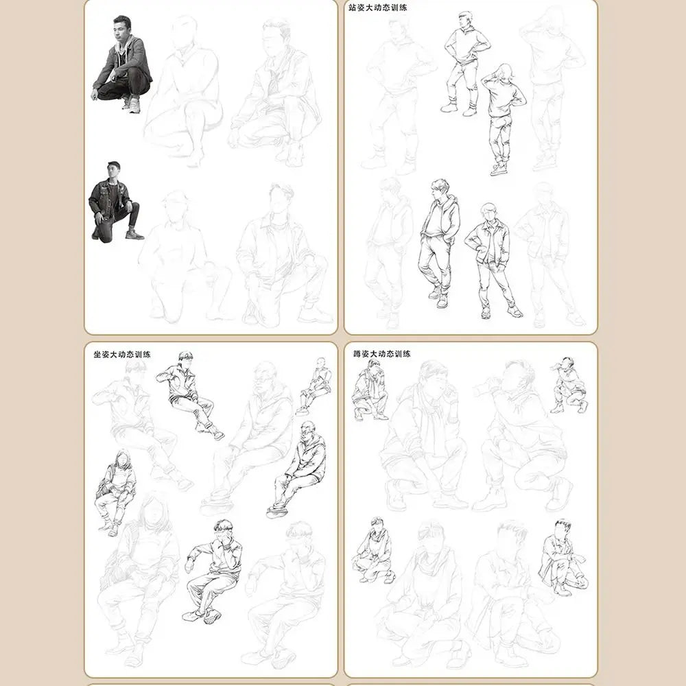 Hand Drawn Hand Painted Tutorial Book Sketching Practicing Line Draft Practice Book Studying Characters Tracing Sketch Book