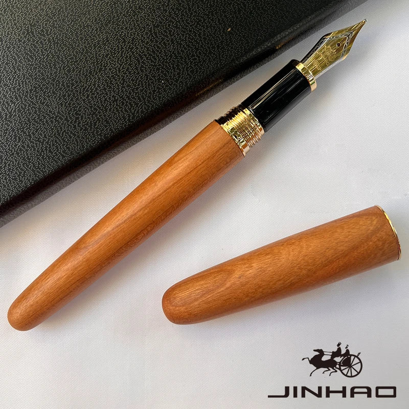1 PCS JINHAO 9036 Vintage Natural Wood Medium Nib Handmade Fountain Ink Pen