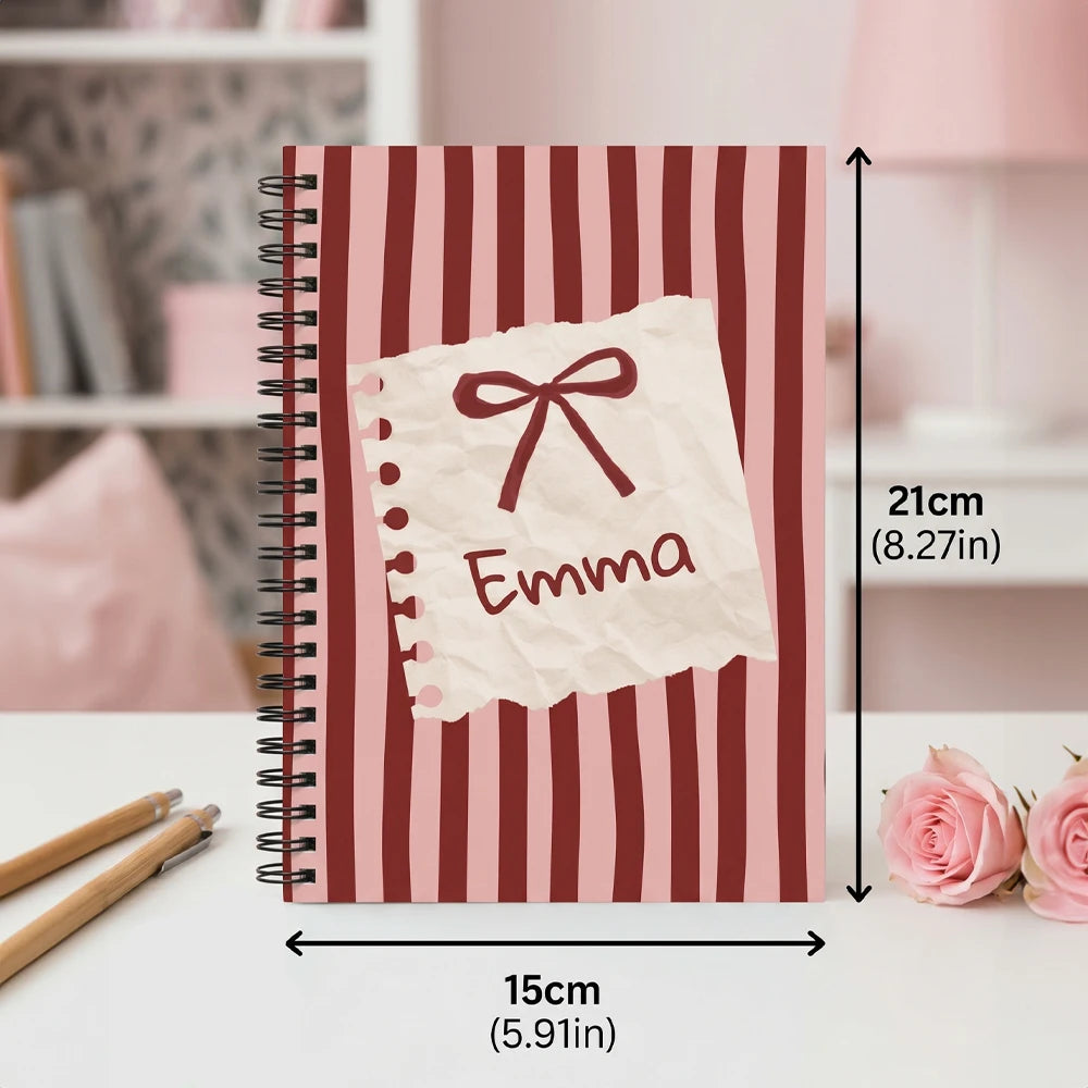 1pc Custom Name Spiral Notebook,Lined Inner Pages,Back To School,Birthday Present,Teen Girls,Students,Class Notes,Daily Diary