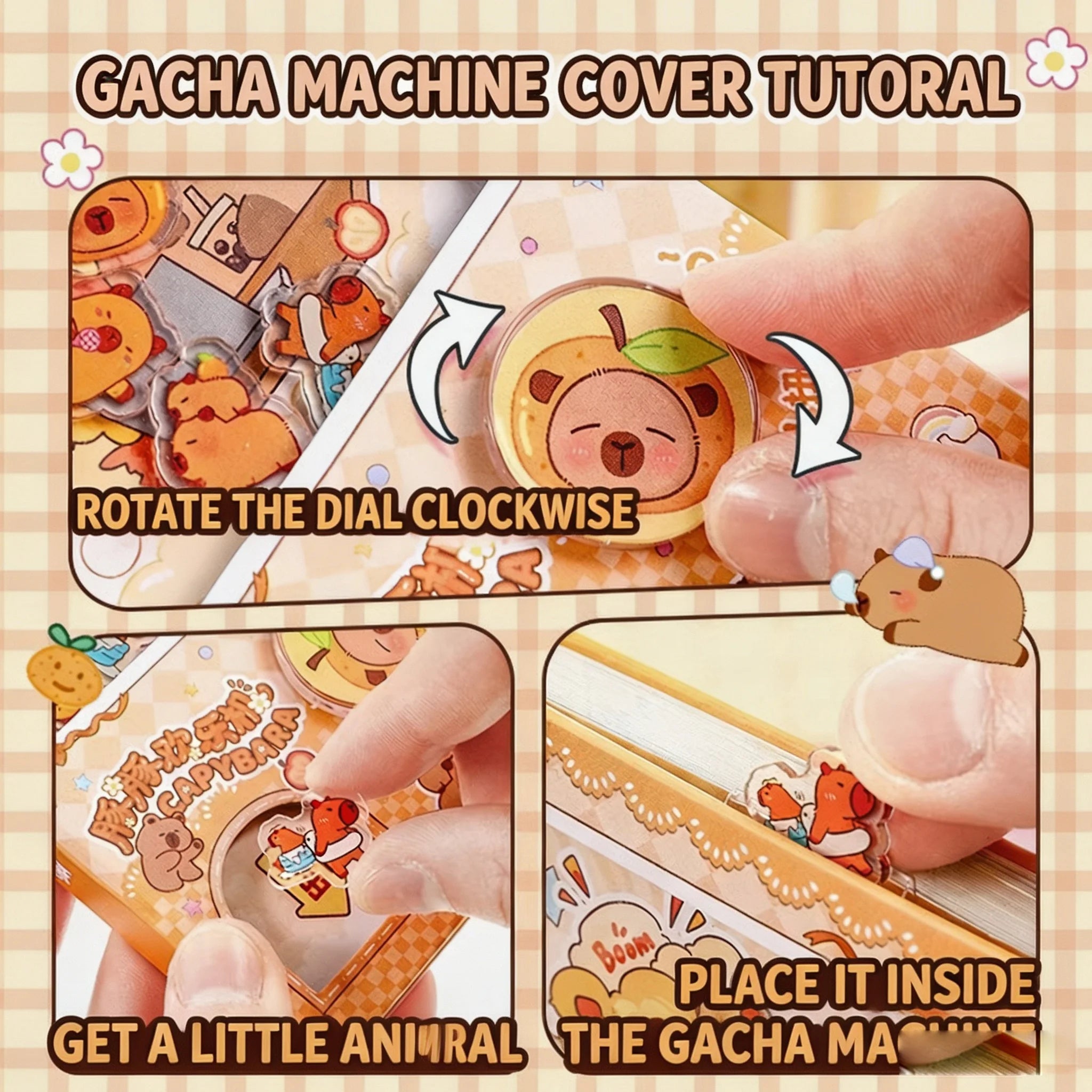 Cute Capybara School Notebook, Kawaii Cartoon Writing Journal with Interactive Gashapon Cover, Back to School Supplies for Kids