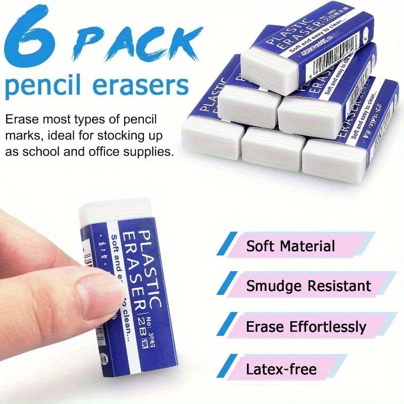 6 pieces large erasers, suitable for art and handicraft projects, artistic erasers for painting, and erasers for pencils
