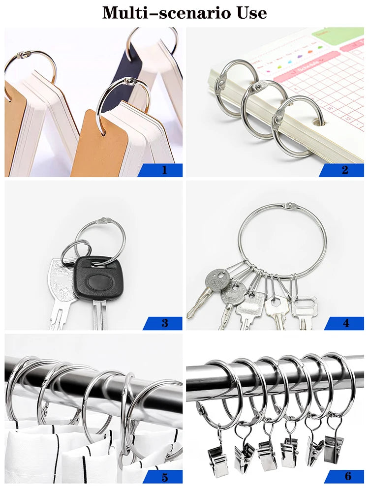 12PCS Metal Ring Binder Book Ring Photo Album Binding Ring for DIY Office Book Paper Open Loop Clasp Binding Supplies 20-39mm