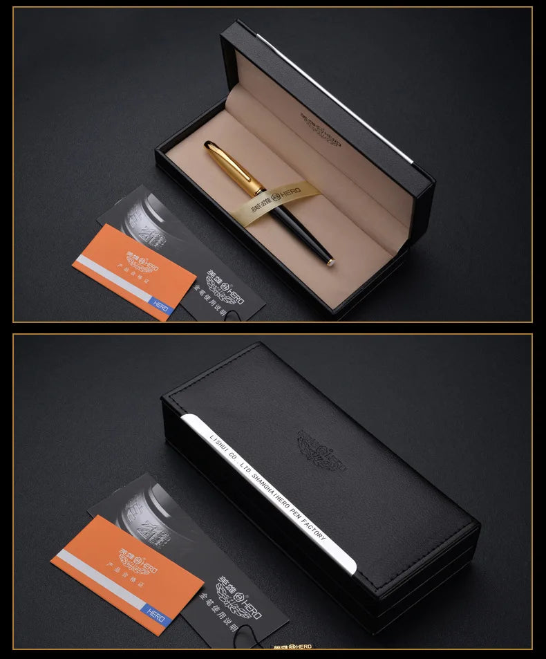 HERO Pen 1000 Retro 10K Gold Pen Classic Old Style Squeezing Ink Absorbing Adult Writing Practice Office Business Gift Ink Pen