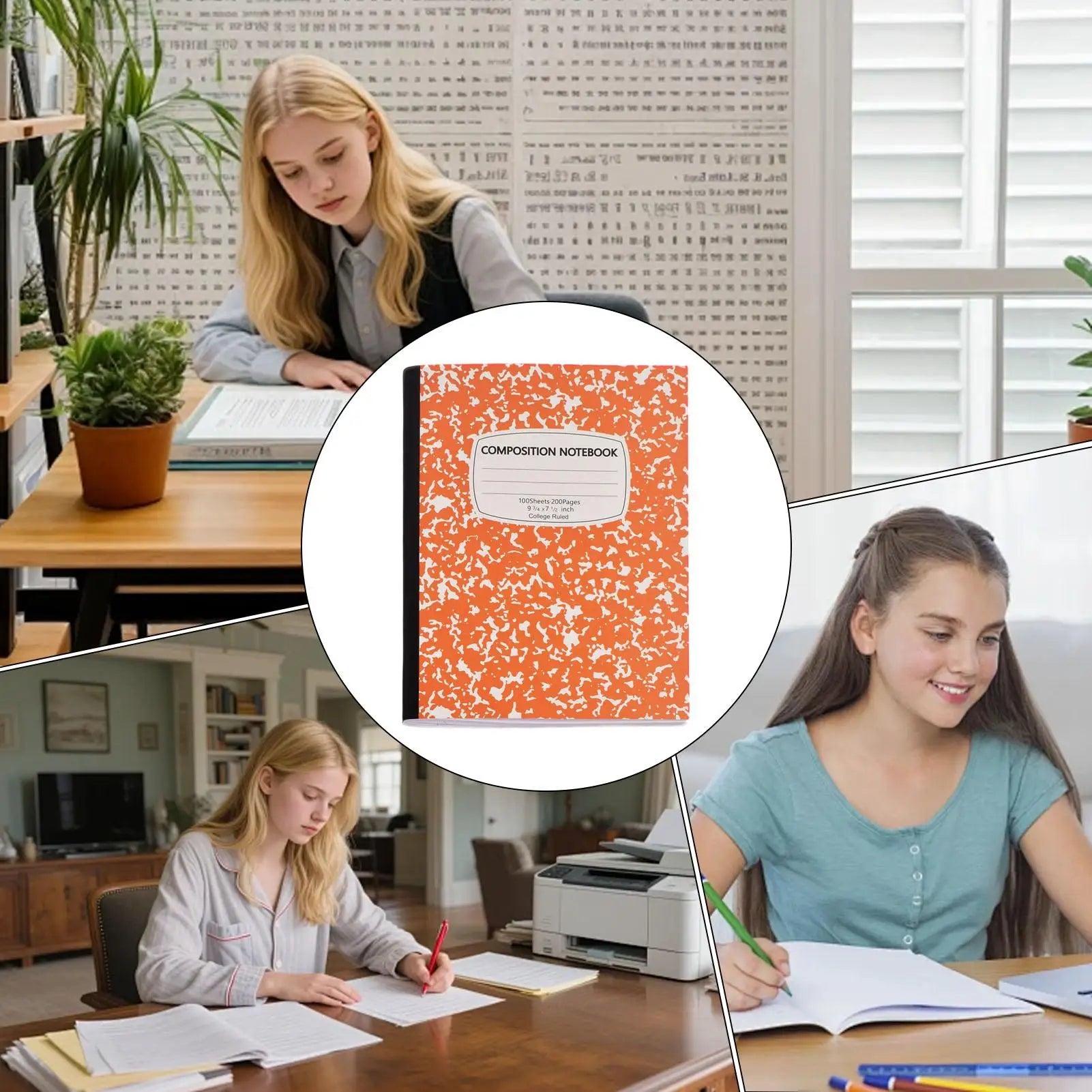 Composition Notebook College Ruled 100 Sheets Abstract Marble Cover Thick Paper 10.2x7.2in Lined Paper Notebook For School