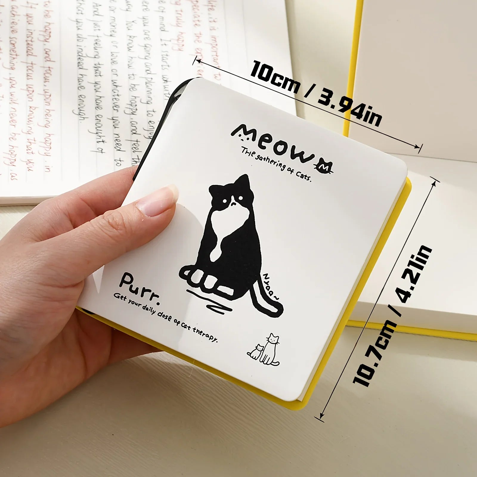 Cartoon Cat Notebook Paper Cover 224 Pages Notebook Print Pen Holder Travel Portable Office School Stationery Daily Memo Gift