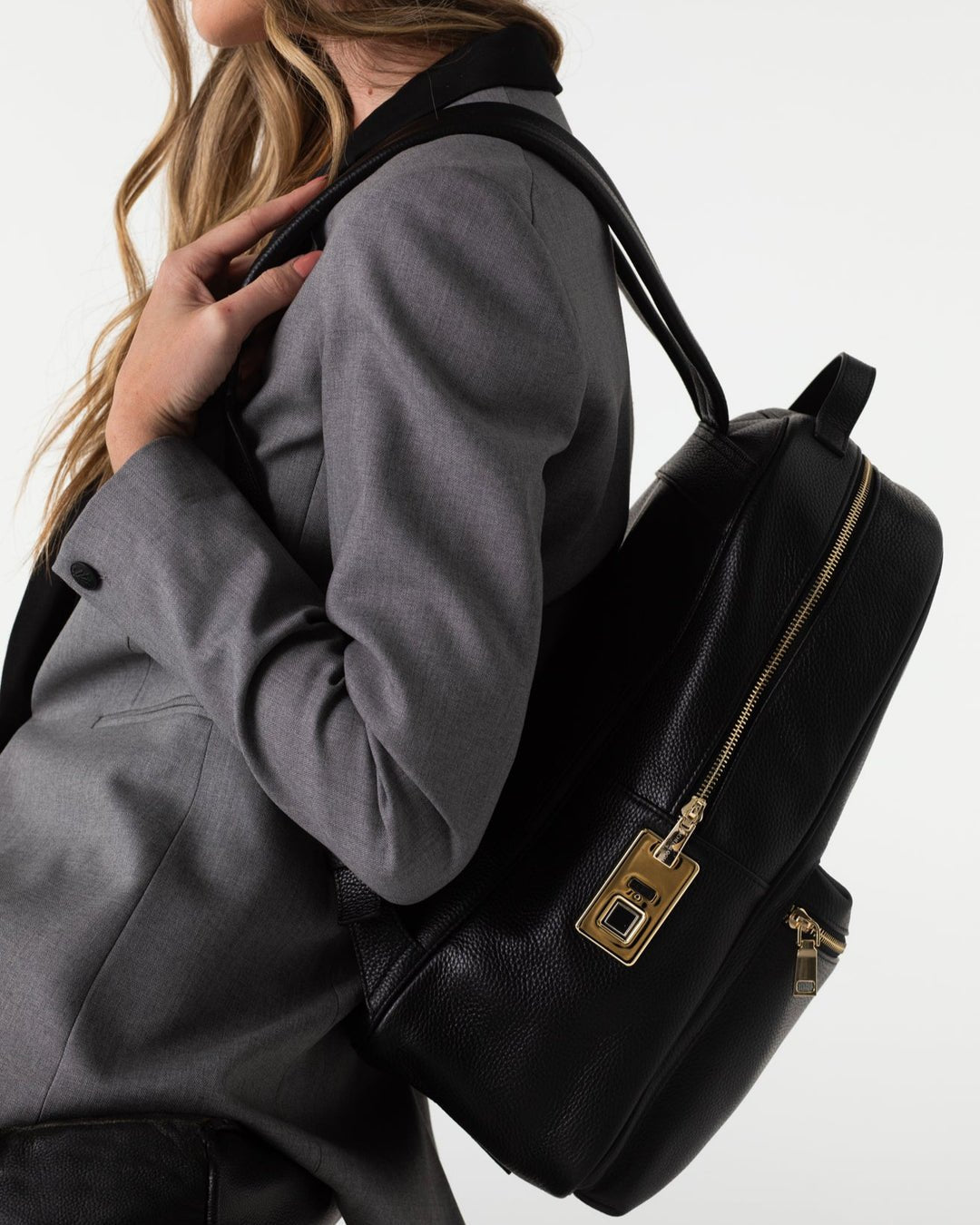 Ladies Small Check Lock Backpack Crossbody Handbag
