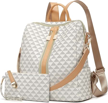 Ladies Small Check Lock Backpack Crossbody Handbag